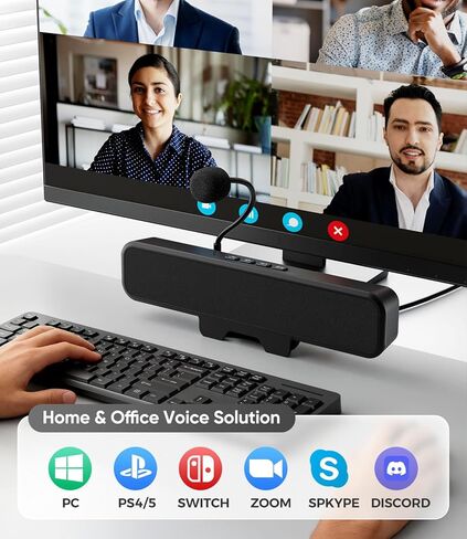 سماعات كمبيوتر USB مع ميكروفون قابل للفصل، مكبر صوت سطح المكتب للتوصيل والتشغيل مع مشبك شاشة، صوت ستيريو وباس، مناسبة للكمبيوتر الشخصي، PS5، Switch 2 والكمبيوتر المحمول in Saudi Arabia