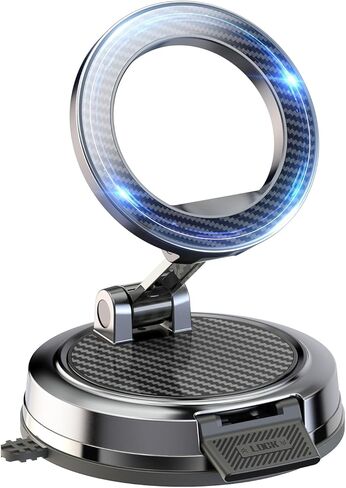 حامل هاتف مغناطيسي قوي للسيارة والمكتب، متوافق مع MagSafe، قفل آمن، حامل هاتف السيارة على طاولة دوارة 360 درجة للوحة القيادة والزجاج والطاولة وألياف الكربون in Kuwait