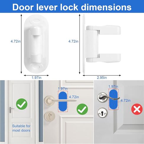 Baby Proof Door Handle Lock (2 Pack)– Double-Sided Activation, Door Lever Lock – Easy One-Hand Use, Durable ABS & 3M Adhesive in Kuwait