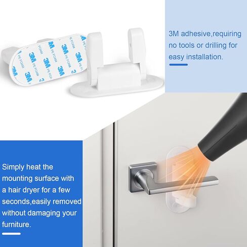 Baby Proof Door Handle Lock (2 Pack)– Double-Sided Activation, Door Lever Lock – Easy One-Hand Use, Durable ABS & 3M Adhesive in Kuwait