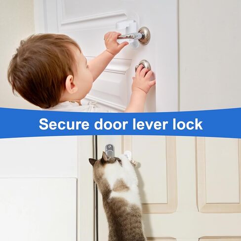 Baby Proof Door Handle Lock (2 Pack)– Double-Sided Activation, Door Lever Lock – Easy One-Hand Use, Durable ABS & 3M Adhesive in Kuwait