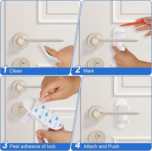 Baby Proof Door Handle Lock (2 Pack)– Double-Sided Activation, Door Lever Lock – Easy One-Hand Use, Durable ABS & 3M Adhesive in Kuwait