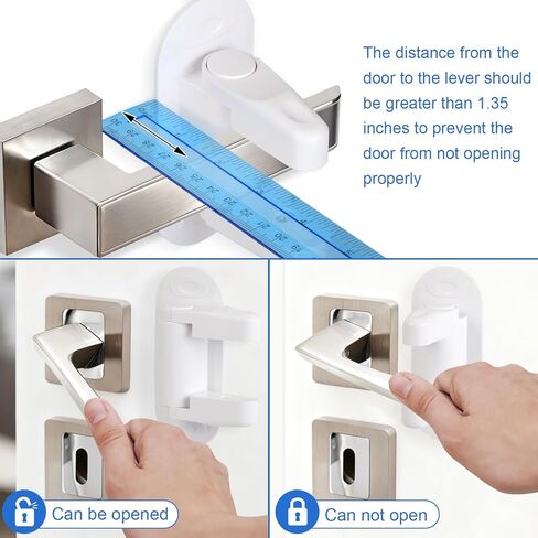 Baby Proof Door Handle Lock (2 Pack)– Double-Sided Activation, Door Lever Lock – Easy One-Hand Use, Durable ABS & 3M Adhesive in Kuwait