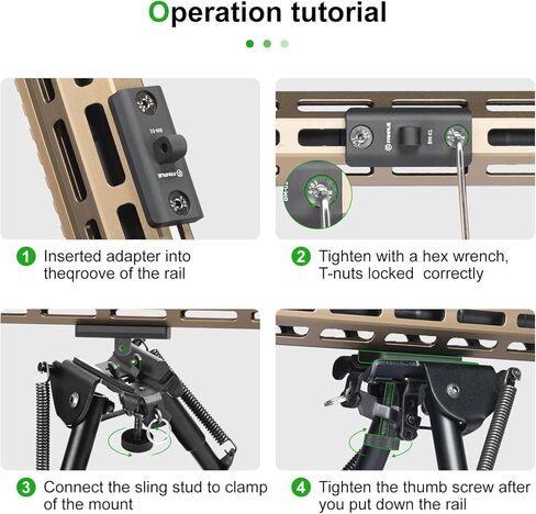 FANAUE Bipod محول Bipod Mount Sling Stud 3 T-صواميل 3 براغي و1 مفتاح ربط (محول Mlok bipod) in Kuwait