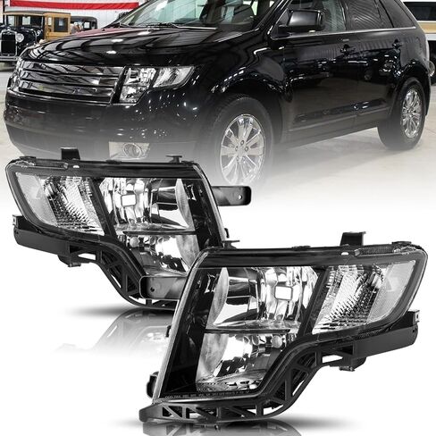 Bingbingmotor Headlights Assembly w/Bulbs Compatible with 2011 2012 2013 2014 Ford Edge Halogen Replacement Projector Headlamp Right Passenger &Left Driver Side,Chrome Housing in Saudi Arabia