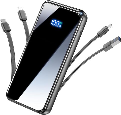 Portable Charger,50000mAh Power Bank Built-in Cable, 22.5W PD USB C in & Out Fast Charging, External Battery Pack with 6 Output & 2 Input, Travel Essential for iPhone 17/16/15/14/13/12-Grey in Saudi Arabia