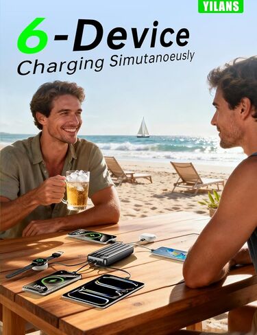 Portable Charger,50000mAh Power Bank Built-in Cable, 22.5W PD USB C in & Out Fast Charging, External Battery Pack with 6 Output & 2 Input, Travel Essential for iPhone 17/16/15/14/13/12-Grey in Saudi Arabia