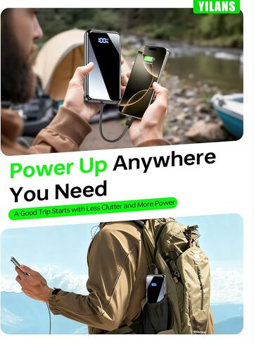 Portable Charger,50000mAh Power Bank Built-in Cable, 22.5W PD USB C in & Out Fast Charging, External Battery Pack with 6 Output & 2 Input, Travel Essential for iPhone 17/16/15/14/13/12-Grey in Saudi Arabia
