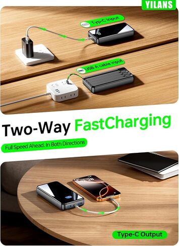 Portable Charger,50000mAh Power Bank Built-in Cable, 22.5W PD USB C in & Out Fast Charging, External Battery Pack with 6 Output & 2 Input, Travel Essential for iPhone 17/16/15/14/13/12-Grey in Saudi Arabia
