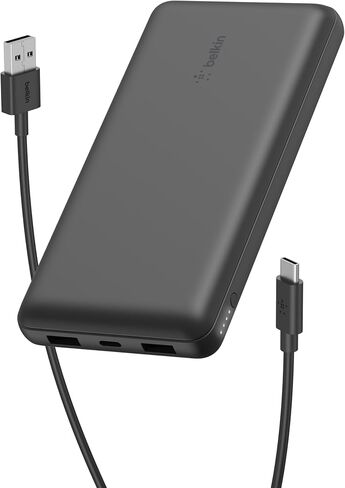 Belkin Portable Charger, USB-C Power Bank 20000 mAh w/ 2 USB-A Ports, 15W w/ Type-A to Type-C Cable - iPhone 17, Air, Pro, Pro Max, AirPods, Apple Watch, Samsung Galaxy S25, Google Pixel 10 - Black in Saudi Arabia