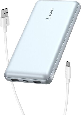 شاحن محمول بيلكين، بنك طاقة USB-C بقدرة 20000 مللي أمبير في الساعة مع منفذين USB-A، 15 وات مع كابل من النوع A إلى النوع C - iPhone 17، Air، Pro، Pro Max، AirPods، Apple Watch، Samsung Galaxy S25، Google Pixel 10 - أسود in Saudi Arabia