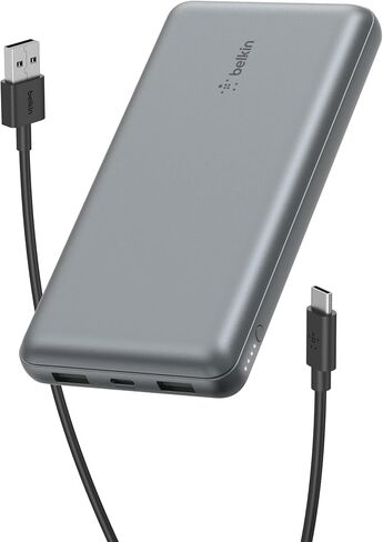 Belkin Portable Charger, USB-C Power Bank 20000 mAh w/ 2 USB-A Ports, 15W w/ Type-A to Type-C Cable - iPhone 17, Air, Pro, Pro Max, AirPods, Apple Watch, Samsung Galaxy S25, Google Pixel 10 - Black in Saudi Arabia