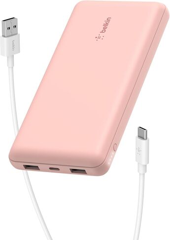 Belkin Portable Charger, USB-C Power Bank 20000 mAh w/ 2 USB-A Ports, 15W w/ Type-A to Type-C Cable - iPhone 17, Air, Pro, Pro Max, AirPods, Apple Watch, Samsung Galaxy S25, Google Pixel 10 - Black in Saudi Arabia