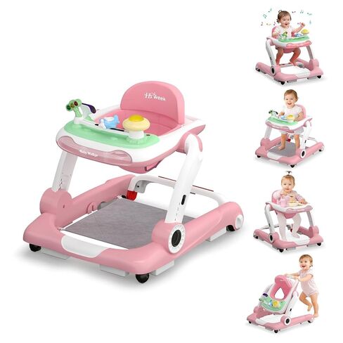 Baby Walker with Wheels, 5 in 1 Walker for Baby Boy Girl 6-12 Months with Bouncer, Music and Lights Baby Jumper Activity Center, Adjustable Height Speed, Push Walker for Ages 6-18 Months Toddler in Saudi Arabia