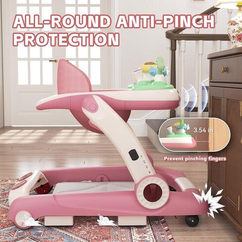 Baby Walker with Wheels, 5 in 1 Walker for Baby Boy Girl 6-12 Months with Bouncer, Music and Lights Baby Jumper Activity Center, Adjustable Height Speed, Push Walker for Ages 6-18 Months Toddler in Saudi Arabia