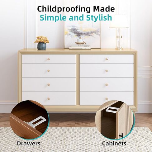 Child Safety Cabinet Locks (10 Pack) – Hidden Child Proof Cabinet Locks with Extra-Long Locking Arm, Strong Adhesive for Most Cabinets & Drawers, Easy to Install Baby Proofing Locks in Saudi Arabia