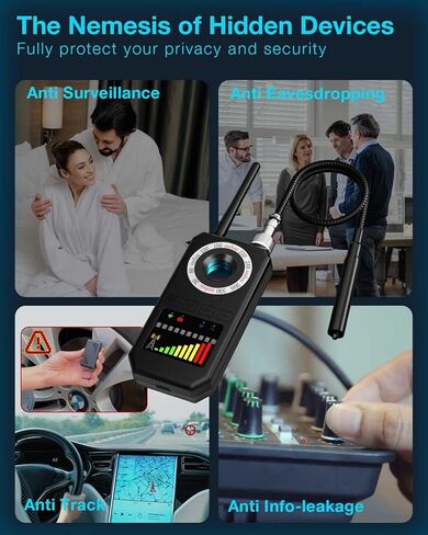 كاشفات الكاميرا الخفية، كاشفات الأخطاء، كاشف تعقب نظام تحديد المواقع العالمي (GPS)، قلم خصوصية البطل، كاشف الترددات اللاسلكية، كاشف مكافحة التجسس، كاشفات أجهزة الاستماع في السفر، السيارة، الحمام، المكتب، الفندق لحماية الخصوصية؛ (أسود) in Kuwait