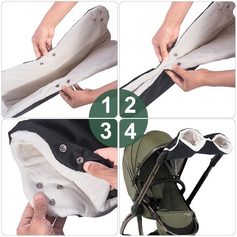 Stroller Hand Muff Winter Extra Thick Pushchair Gloves Keep Warm for Parents and Caregivers in Cold Weather Anti-Freeze Extra Thick Gray Lining Fleece in Saudi Arabia