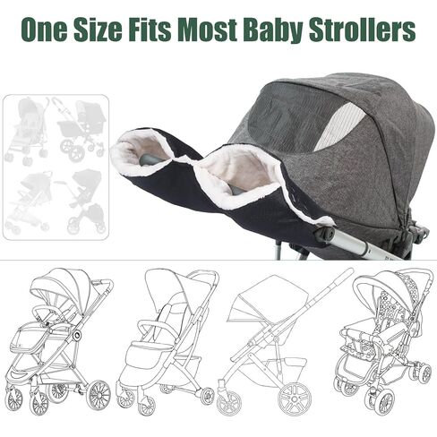 Stroller Hand Muff Winter Extra Thick Pushchair Gloves Keep Warm for Parents and Caregivers in Cold Weather Anti-Freeze Extra Thick Gray Lining Fleece in Saudi Arabia
