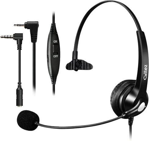 Callez 2.5mm Cordless Phone Headset with Microphone, Telephone Headphone Compatible with Uniden Panasonic VTech AT&T Cisco SPA RCA Dect Cordless Landline Phones, Noise Cancelling Mic & Volume Controls in Saudi Arabia