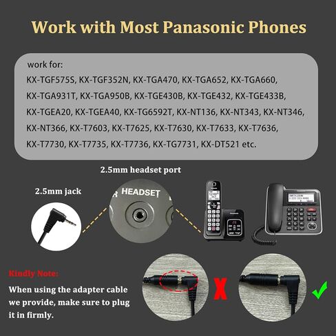 Callez 2.5mm Cordless Phone Headset with Microphone, Telephone Headphone Compatible with Uniden Panasonic VTech AT&T Cisco SPA RCA Dect Cordless Landline Phones, Noise Cancelling Mic & Volume Controls in Saudi Arabia