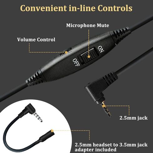 Callez 2.5mm Cordless Phone Headset with Microphone, Telephone Headphone Compatible with Uniden Panasonic VTech AT&T Cisco SPA RCA Dect Cordless Landline Phones, Noise Cancelling Mic & Volume Controls in Saudi Arabia