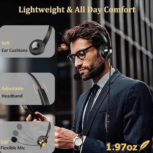 Callez 2.5mm Cordless Phone Headset with Microphone, Telephone Headphone Compatible with Uniden Panasonic VTech AT&T Cisco SPA RCA Dect Cordless Landline Phones, Noise Cancelling Mic & Volume Controls in Saudi Arabia