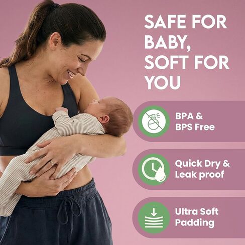 Reusable Nursing Pads for Maximum Absorption, 2-Pack Super Soft Contoured Washable Inserts, Leak-Proof & Discreet Eco-Friendly Pads for Breastfeeding Moms in Kuwait