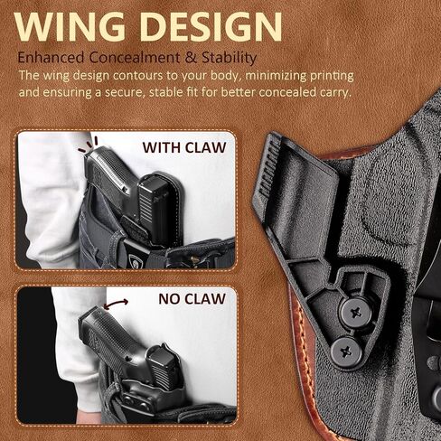 حافظة هجينة من WARRIORLAND IWB، تناسب Glock 17/19 /19X/19V/22/23 Gen3-5 & G21/31/32/34/35 Gen3-4 & G44/45/47/49 وإصدار MOS/V للنماذج المدرجة وRuger RXM & PSA Dagger Compact، حافظة حمل مخفية in Kuwait