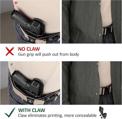 حافظة هجينة من WARRIORLAND IWB، تناسب Glock 17/19 /19X/19V/22/23 Gen3-5 & G21/31/32/34/35 Gen3-4 & G44/45/47/49 وإصدار MOS/V للنماذج المدرجة وPSA Dagger Compact & Ruger RXM، حافظة حمل مخفية in Kuwait
