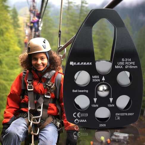 SEPEAK 30kN Large Rescue Pulley Sheave with Swing Plate CE UIAA, Portable Outdoor Climbing Pulley for Backyard Zipline,Fits Rope up to 16 mm/Holds Up to 6750lbs in Saudi Arabia