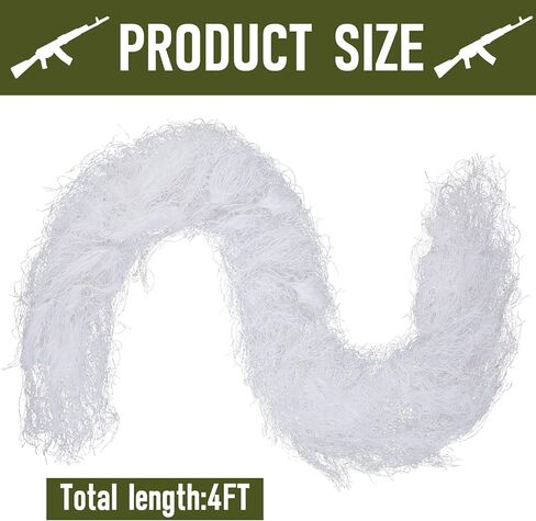 Liitrsh Snow Camo Ghillie Rifle Wrap Ghillie Suit Accessories 4 Feet Rifle Concealment Wrap Tactical Camouflage Rifle Cover Airsoft Hunting Ghillie Rifle Wrap for Sniper Hunting Shooting Photography in Saudi Arabia