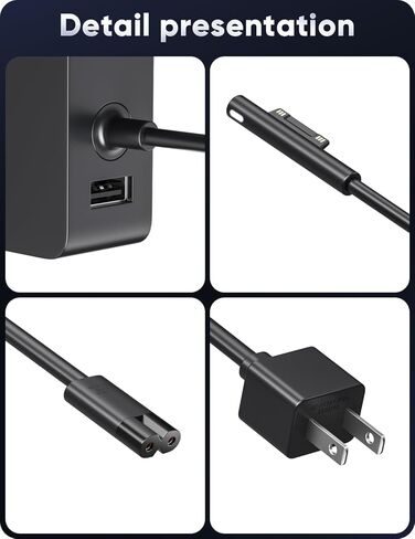 شاحن سطحي، شاحن Microsoft Surface بقدرة 127 واط لجهاز Surface Book 1/2/3، وSurface Laptop Studio، وSurface Pro 3/4/5/6/7/7+/8/9/10/11/12، وSurface Laptop 1/2/3/4/5/6/7، وSurface Go 1/2/3/4، وSurface LaptopGo in Kuwait