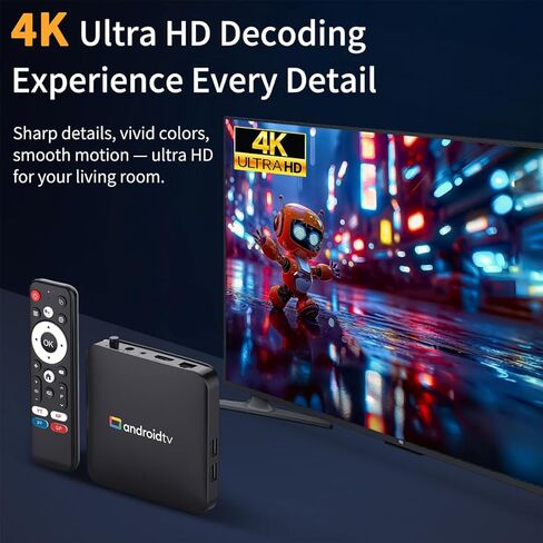 Android 14.0 TV Box 2025، 2GB RAM + 16GB ROM، إخراج فيديو 4K Ultra HD، جهاز بث التلفزيون المنزلي، دعم الصوت عن بعد، 2.4G/5G WiFi 4، 100M Ethernet، BT 4.0، Amlogic S905L23 رباعي النواة A53 in Kuwait