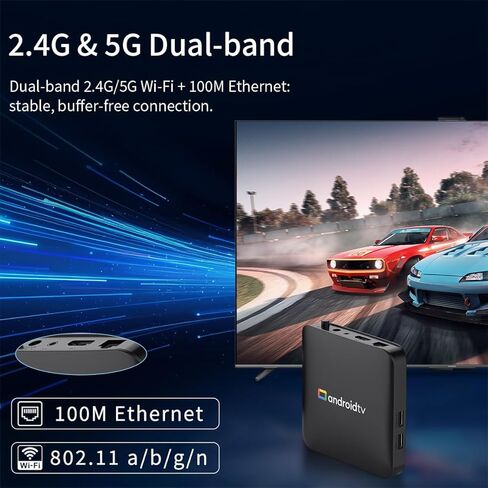 Android 14.0 TV Box 2025، 2GB RAM + 16GB ROM، إخراج فيديو 4K Ultra HD، جهاز بث التلفزيون المنزلي، دعم الصوت عن بعد، 2.4G/5G WiFi 4، 100M Ethernet، BT 4.0، Amlogic S905L23 رباعي النواة A53 in Kuwait