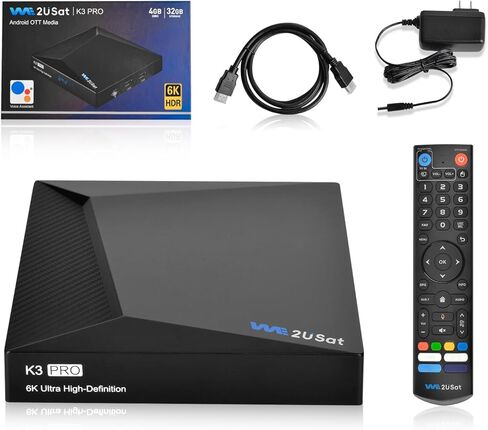 K3 PRO Streaming Box 6K Ultra HD Android TV Box، رام 4 جيجابايت تخزين 32 جيجابايت مع جهاز تحكم صوتي، كابل HDMI in Kuwait