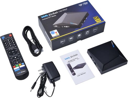K3 PRO Streaming Box 6K Ultra HD Android TV Box، رام 4 جيجابايت تخزين 32 جيجابايت مع جهاز تحكم صوتي، كابل HDMI in Kuwait