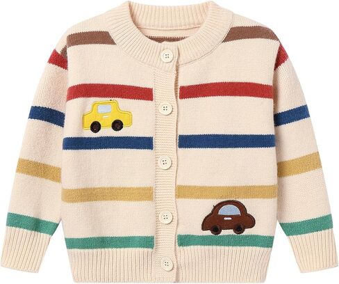 Toddler Boys Colorful Striped Cardigan Button Down Crewneck Sweater 12M-5T in Saudi Arabia