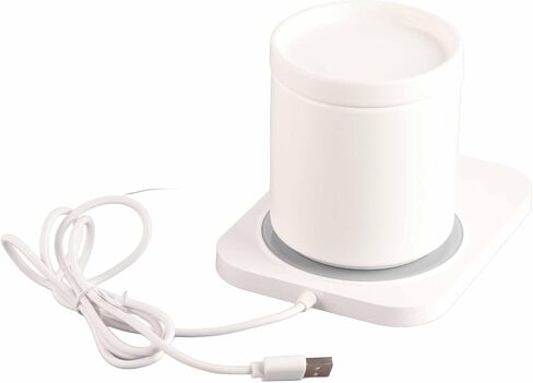 USB Powered Mug Warmer Cup Warmer with 3 Temperature Settings Automatic Power Off Protection Fast Heating for Home Office Desk Use Ceramic ABS 15W 5V (White) in Saudi Arabia