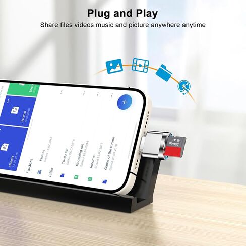قارئ بطاقات Micro SD متوافق مع iPhone 16/16 Plus/16 Pro/16 Pro Max/15/15 Plus/15 Pro/15 Pro Max، منفذ USB صغير من النوع C إلى Micro SD/TF قارئ بطاقة Micro SD، التوصيل والتشغيل، فضي in Saudi Arabia