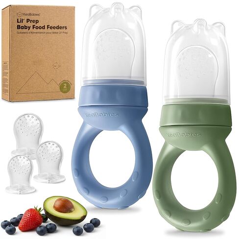 KeaBabies Baby Fruit Feeder 2pk - Silicone Baby Food Feeder for Babies 6-12 Months, Breast Milk Popsicle Teether, Weaning, Pacifier, Freeze Frozen Solid Food, Infant Feeding Essential (Slate) in Saudi Arabia