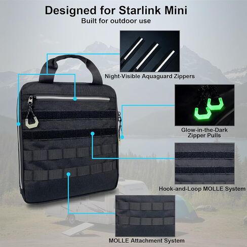 حافظة لجهاز Starlink Mini، حقيبة تخزين أكسفورد شديدة التحمل مقاومة للماء مع نظام MOLLE، جاهزة للتركيب على السيارة ومنفذ تمرير الكابل، حماية محمولة للمركبات الترفيهية وصيد الأسماك والمغامرات خارج الشبكة in Kuwait