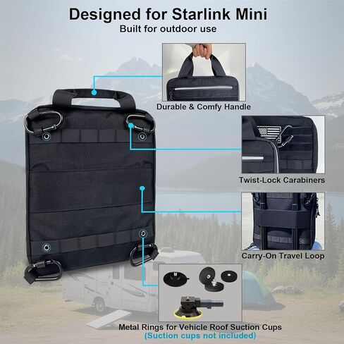 حافظة لجهاز Starlink Mini، حقيبة تخزين أكسفورد شديدة التحمل مقاومة للماء مع نظام MOLLE، جاهزة للتركيب على السيارة ومنفذ تمرير الكابل، حماية محمولة للمركبات الترفيهية وصيد الأسماك والمغامرات خارج الشبكة in Kuwait