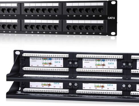 Cat6 Patch Panel 24-Port, UTP 1U 19-Inch Rack Mount Network Panel, All-in-One Design with Built-in Cable Management, Gigabit Ready Ethernet Punch Down Panel (110 Type Tool Compatible) in Saudi Arabia