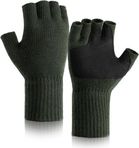 Merino Wool Fingerless Gloves Winter Half Finger Knitted Touchscreen Gloves Thermal Warm Stretchy for Men Women in Saudi Arabia