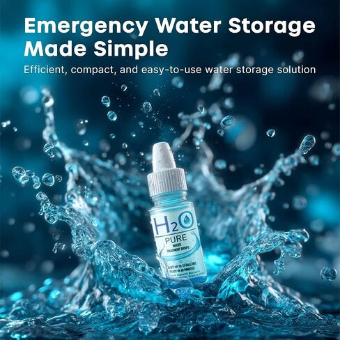 قطرات حافظة الماء النقي H20 | مادة مضافة لتخزين المياه على المدى الطويل | الاستعداد لحالات الطوارئ مثبت المياه | السفر وحقائب الظهر قطرات تخزين المياه | تركيبة مركزة | 1 حزمة in Kuwait