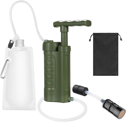 Water Purifier Pump Filtration System With 0.01 Micron Filter Portable Outdoor Emergency Survival Gear For(White) in Saudi Arabia