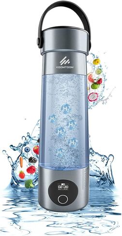 زجاجة مياه هيدروجين 460 مل من كومتوم، مولد هيدروجين محمول 2025 بمقبض، تقنية SPE & PEM، تركيز 3000 PPB، مولد مياه هيدروجين هدية صحية للحبيب والعائلة (فضي) in Kuwait