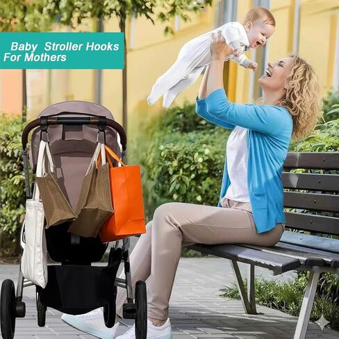 خطافات عربة الأطفال مع حاملات زجاجات السيليكون - عبوة من 2 مشابك حلقة تسلق من الألومنيوم شديدة التحمل و2 مقبض سيليكون عالمي لزجاجات المياه - منظم عالمي لحقائب الحفاضات والكراسي المتحركة والعربات in Saudi Arabia
