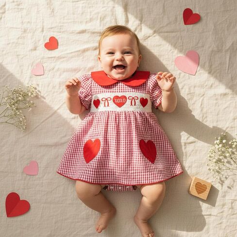 Baby Girl Summer Clothes Bow Embroidery Romper Dress Short Sleeve Plaid Jumpsuit Skirt Hem Bodysuit Cute Outfit in Saudi Arabia